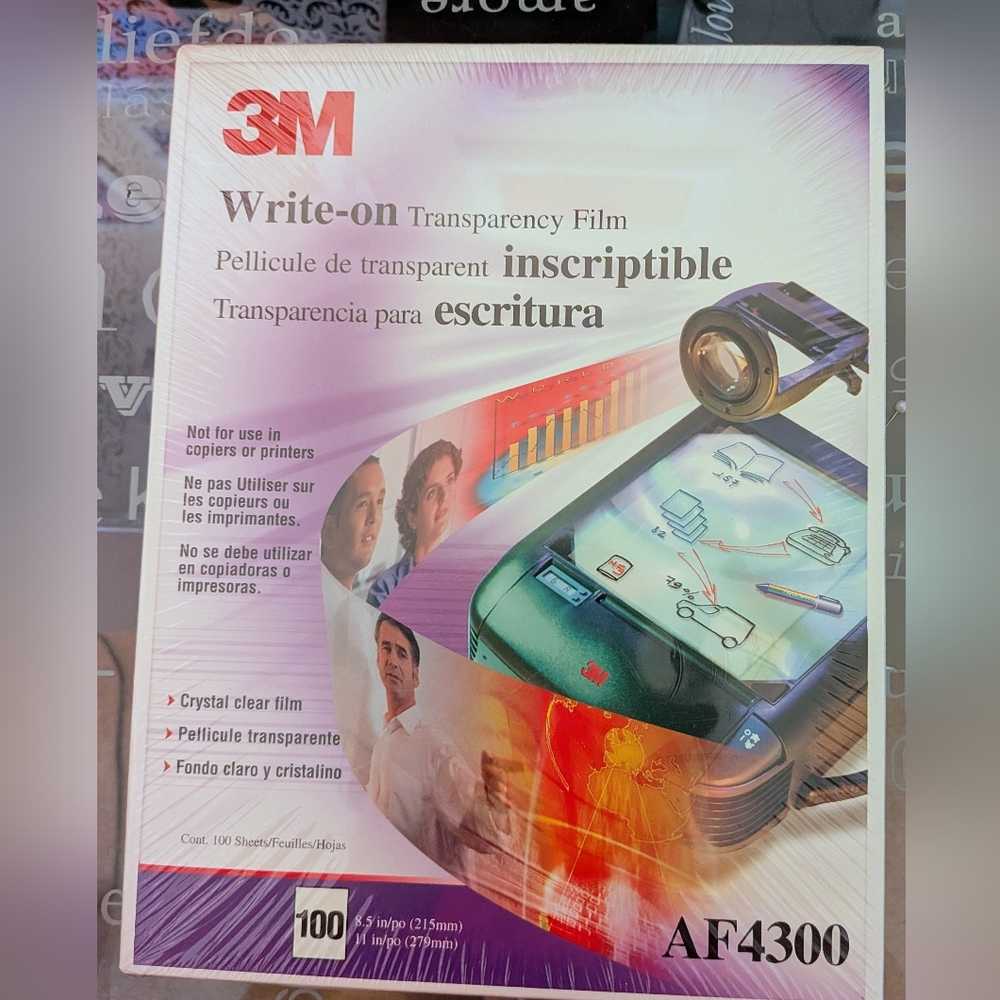 3M Write-on Transparency Film Unopened Box 100 Sheets AF4300